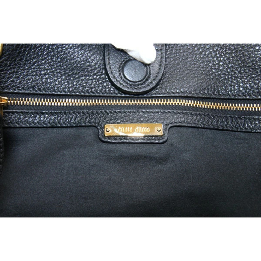 Miu MIu Handbag Madras Black Leather Shoulder Crossbody - Picture 4 of 10